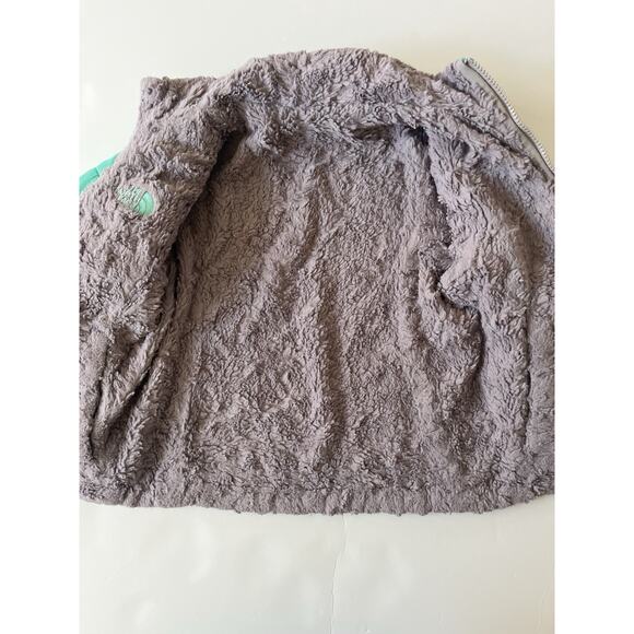 The North Face Reversible Jacket Girl XS 6 Teal Blue Faux Fur Ski Outdoor Flaw - Picture 2 of 11